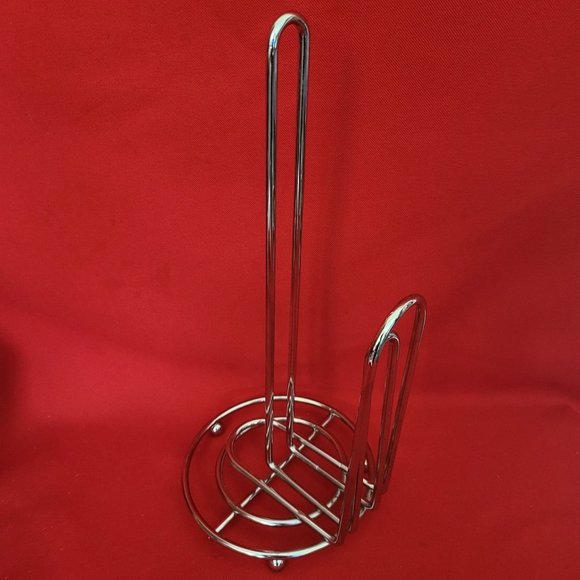 Chrome Plated Metal Steel Paper Towel Holder Countertop - Picture 3 of 12